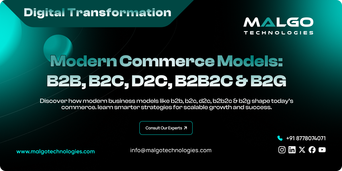 Modern Commerce Models: B2B, B2C, D2C, B2B2C & B2G Modern Commerce Models: B2B, B2C, D2C, B2B2C & B2G